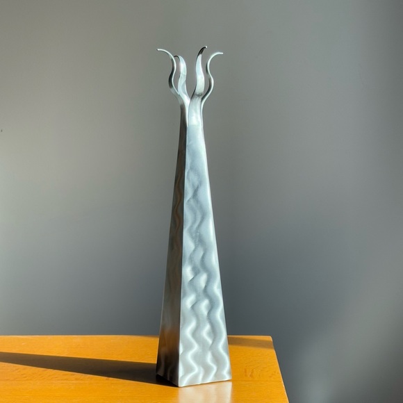 Brushed Stainless Steel Handmade Artist Post Modern Sculptural Vase Signed 2003 - Picture 1 of 11